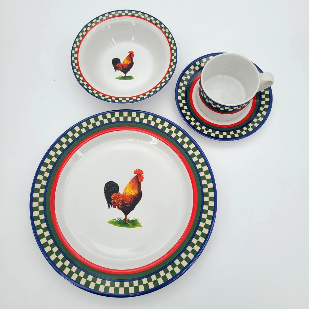 International Tableworks Bob Timberlake Ella's Rooster 4 pc Breakfast Set VTG 90